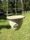 Vintage McCoy Pottery Small White Hanging Basket Leaves And Flowers