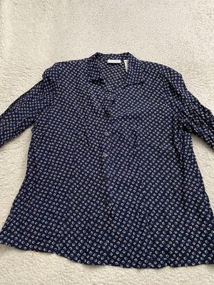 Elisabeth Women Rayon Geometric Long Sleeve Button-Up Shirt Petite 14P