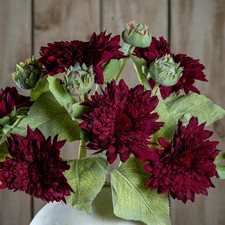 Hill Interiors Dahlia Burgundy Raven Stem Artificial Foliage