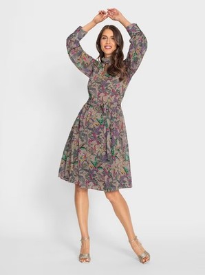 Kleid Beige 40 HEINE Damen Stehkragen ''beige/oliv'' UVP: 99,99  4.6536