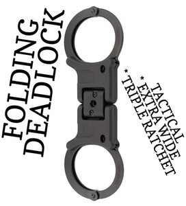 Super Rigid Tactical Handcuffs Folding Deadlock High Security 3-Ratchet Wide Fit