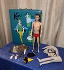 Mattel Barbie Brunette Flocked Hair Ken Doll 60s Vintage with Clothes & Case