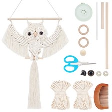 DIY Owl Macrame Kit with Instruction - Handmade White Owl Hanging Ornament Bo...