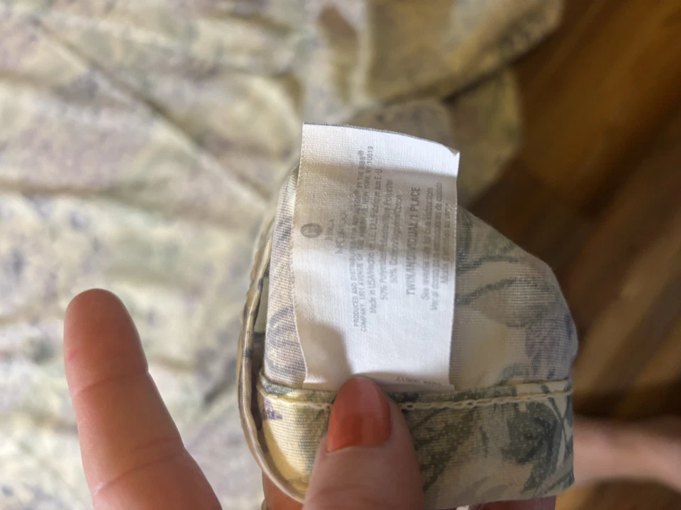 Juego de sábanas florales Jessica McClintock DOBLE encaje con volantes 3 piezas Crm verde lavanda Foto 4 de 4