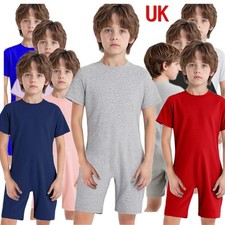 UK Kids Boys Needs Clothing Anti-Strip Romper Back Zipper Solid Color Jumpsuit