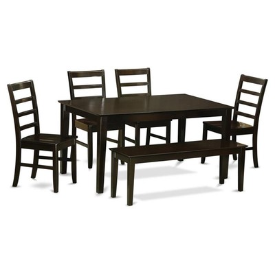 East West Furniture Capri 6-piece Wood Dining Set in Cappuccino