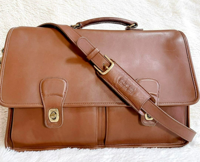 Vintage Coach Brown Leather Briefcase Messenger Bag 5275 Turn Lock