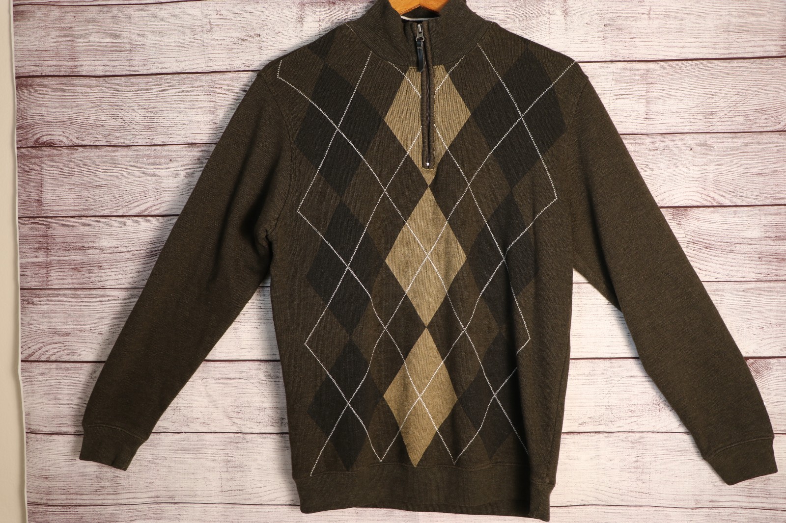 Method Medium Argyle Mock Neck Quarter Zip Knit S… - image 1