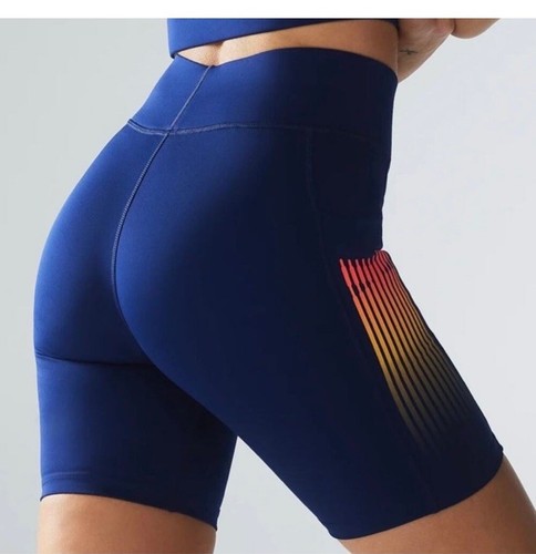 Savage x Fenty Rihanna Band-It Bike Shorts Size 8-10 Blue High Waist