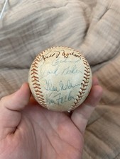 1950s Cleveland Indians Team Signed Baseball Larry Doby Bob Lemon Al Rosen