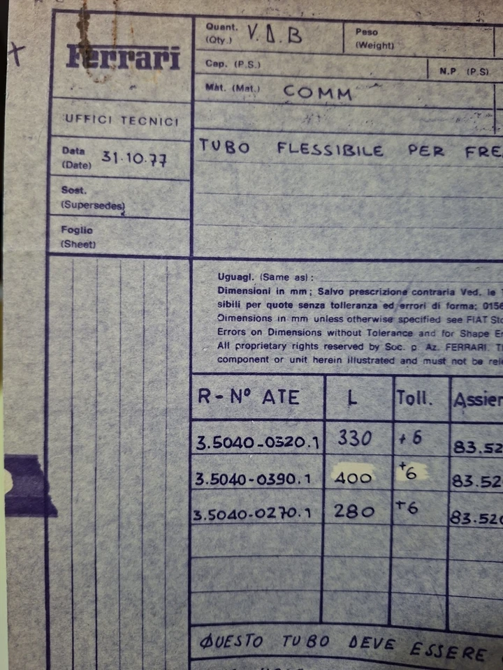 Ferrari Documentazione Tecnica Ingegneri, Non Rara Ma Unica - Immagine 2 di 4