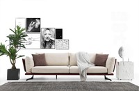 Dreisitzer Sofa 3 Sitzer Stoff Beige Modern Design Wohnzimmer Luxus