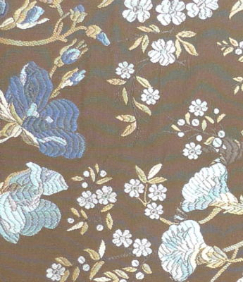RUBELLI Emma Floral Cotton Viscose Brown Blue Remnant New 