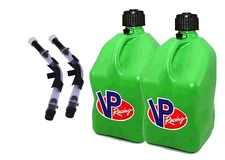VP Fuel 2 Pack Green Square 5 Gallon Race Fuel Jug+ Hoses & Hose Bender