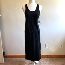 DYI Women's Cupro Sleeveless Pullover Stretch Maxi Dress Black Size M