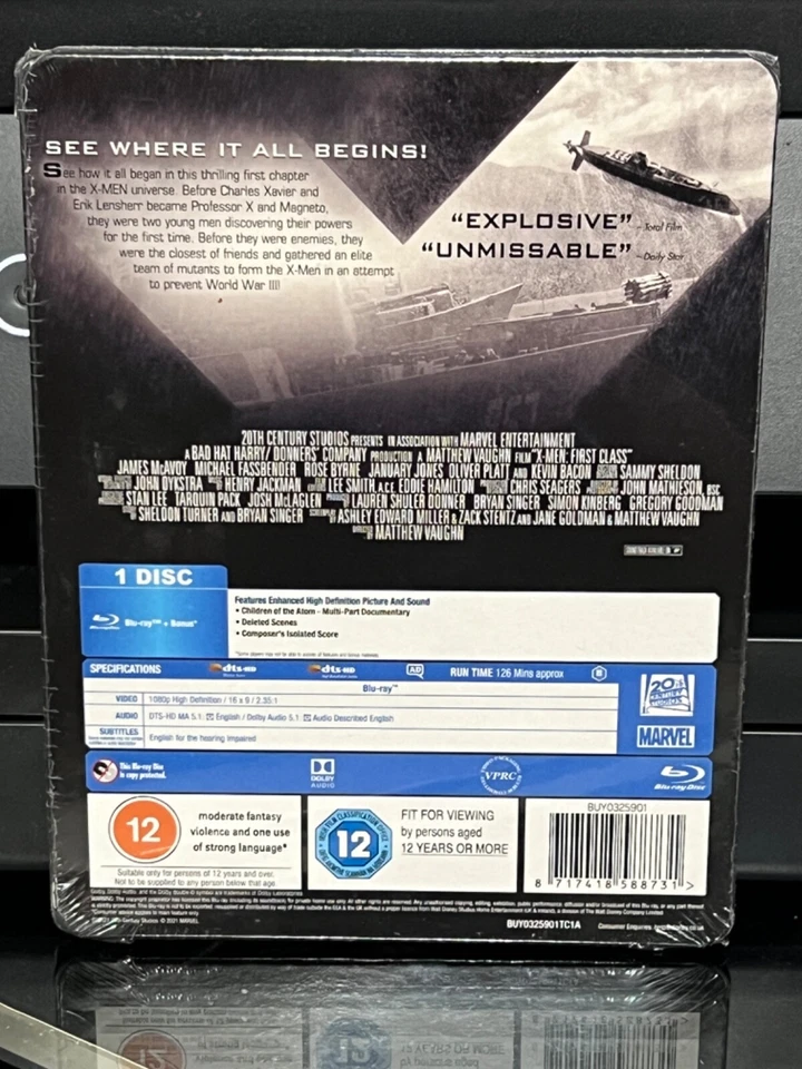 X-MEN FIRST CLASS - Limited Lenticular Steelbook (Blu-Ray) ZONE B! EMBOSSED! NEW - Image 3 of 4