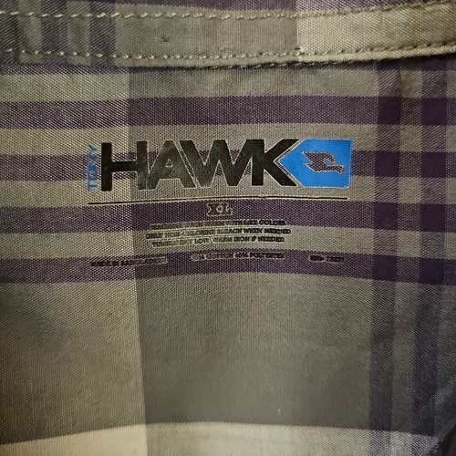 VTG Tony Hawk Shirt Boys youth XL Purp GreyWhite Plaid Casual Button Up Skater - Imagen 3 de 7