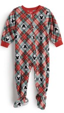Girl's  Boy's DISNEY'S MICKEY MOUSE Plaid FLEECE One-Piece Pajamas Size 24M NWT
