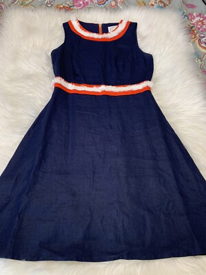 Sail To Sable Navy Blue 100% Linen Dress Sz 0 Nautical XS Sleeveless | eBay