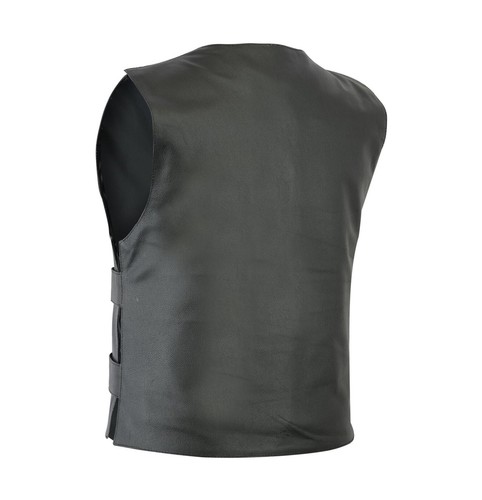 Men's Bullet Proof style Leather Motorcycle Vest bikers Tactical waistcoat SWAT - Picture 4 of 25