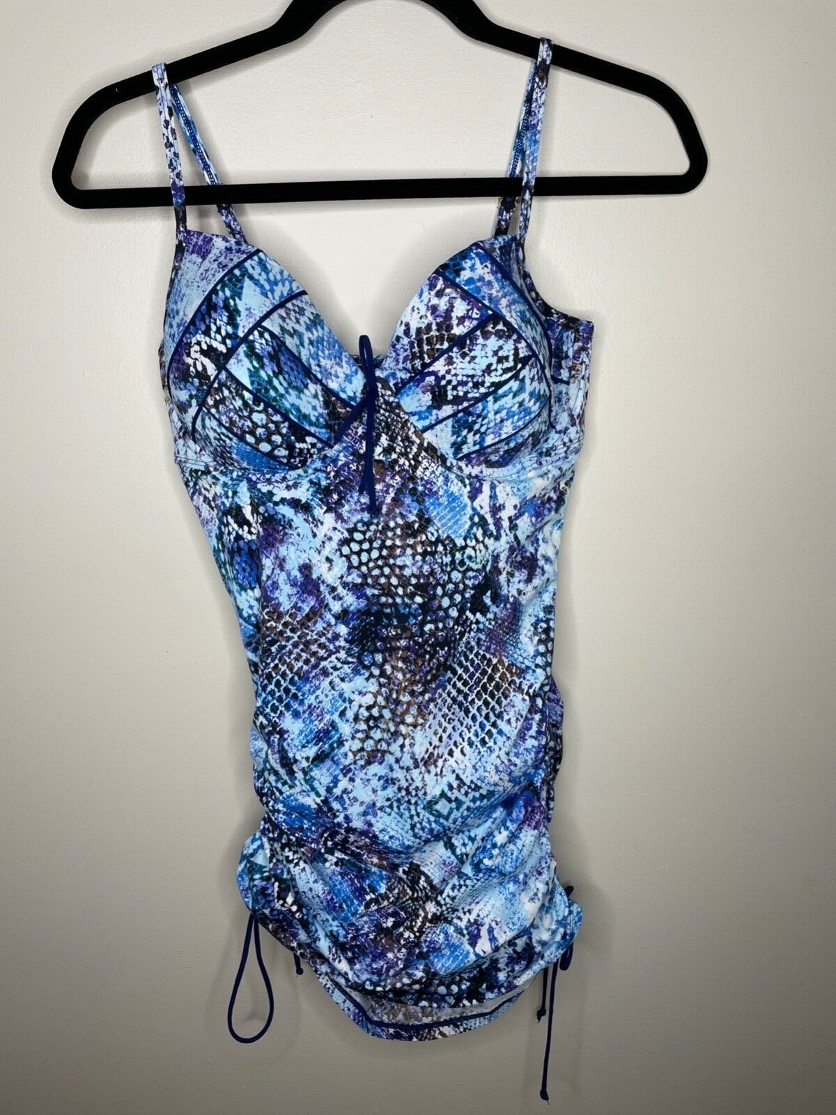 451. spanx shaped blue python one piece swimsuit … - image 1