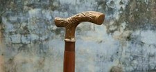Vintage Designer Victorian Brass Head Handle Walking Cane Wooden Stick Antique