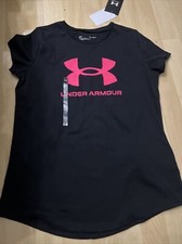 Image of New Girls Kids Junior Under Armour Logo T-Shirt Top - Black