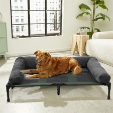 Large Elevated Dog Bed Raised Outdoor Pet Cot Removable Bolster Breathable Mesh