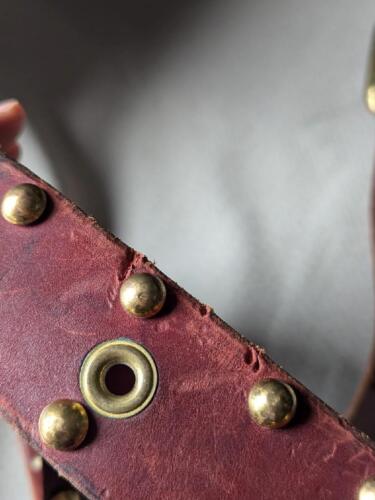 vintage STUDDED handcrafted 38 motorcycle COWHIDE leather belt HIPPIE boho PUNK - Picture 9 of 13
