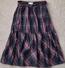Free Assembly Red Green White Black Tartan Check Plaid A line Ruffled Skirt 4