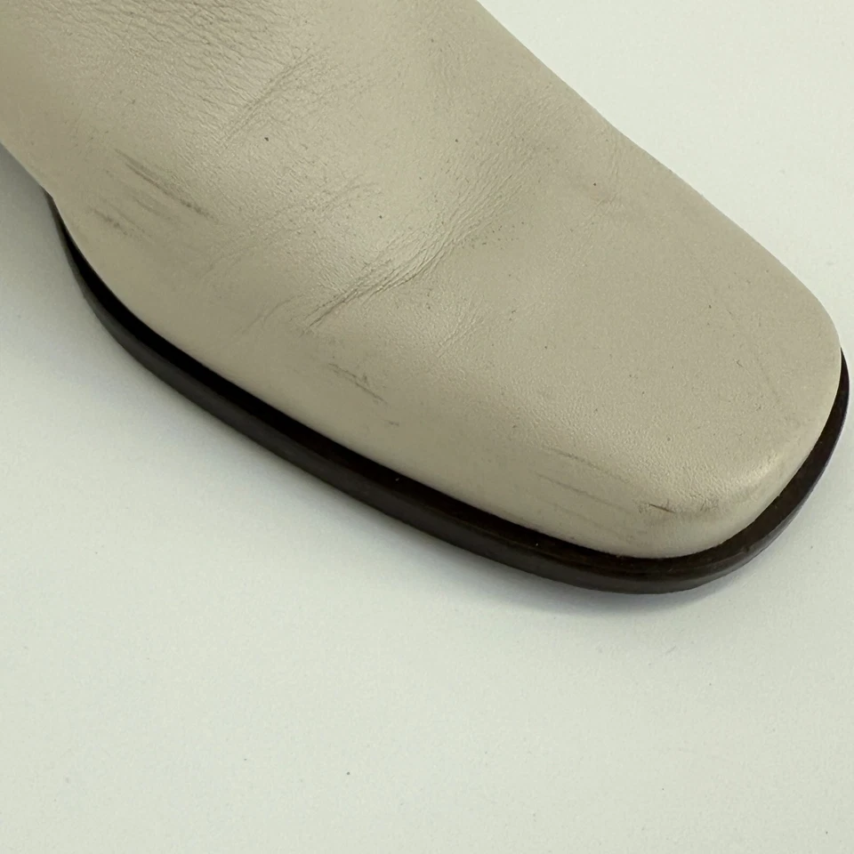 Vtg Nine West Bone White Mules Size 7.5M Block Heel Slip On Minimal 90s Square - Image 4 of 4