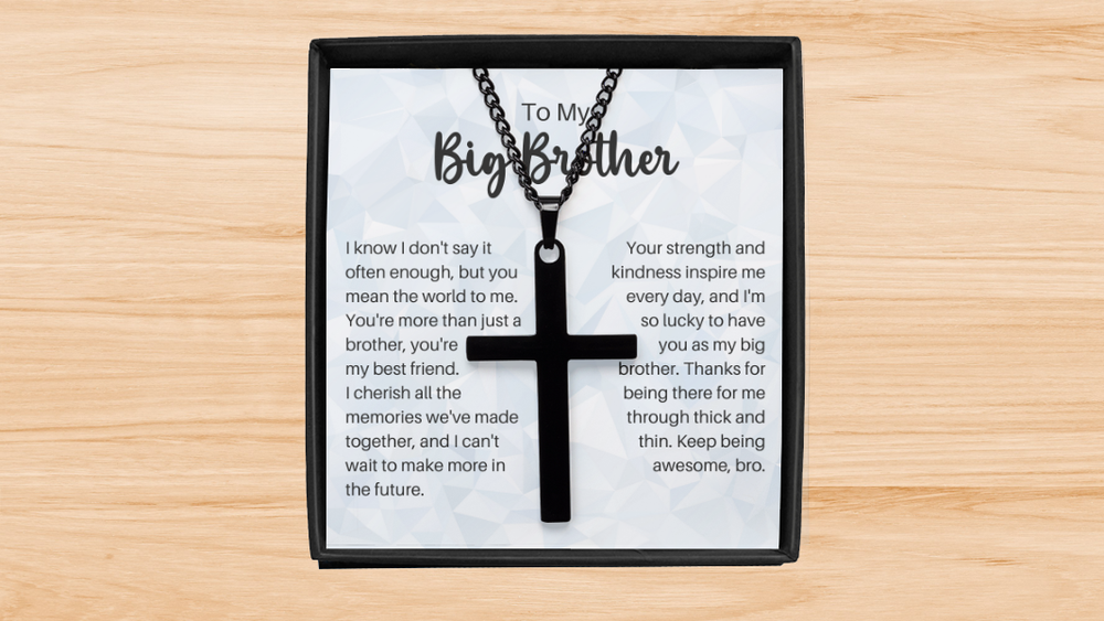 To My Big Brother Cross Necklace, Gift For Big Brother From Sister, Big Brother