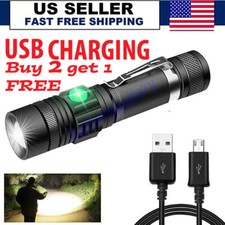 Super Bright 90000LM LED Tactical Flashlight Zoomable With Rechargeable Battery