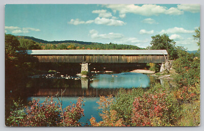 Campton NH Blair Covered Bridge Pemigewassett Scenic River View Postcard