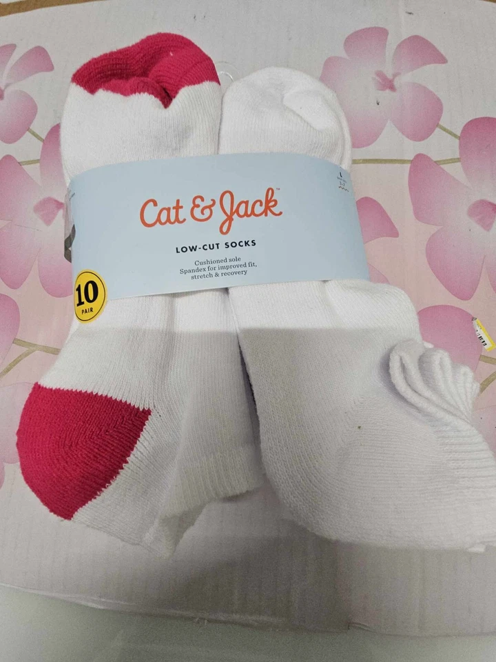🐻 Calcetines Cat & Jack Niñas Corte Bajo Blanco Talla L Foto 2 de 3