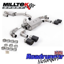 Milltek Golf R MK7.5 Auspuff RACE 80mm VENTIL Resonanz Carbon Spitzen SSXVW655