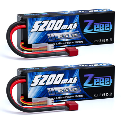 2x Zeee 2S 7,4V Lipo Akku Batterie T Stecker 5200mAh 100C für RC Fahrzeuge Auto