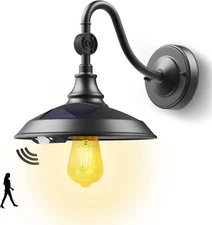 Solar Barn Light Outdoor with 3 Modes, Aluminum Vintage Farmhouse Gooseneck