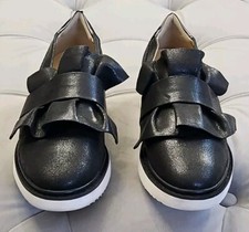 Geox Respira Thymar Black Metallic Leather Slip On Loafers Flats Womens Shoes 37