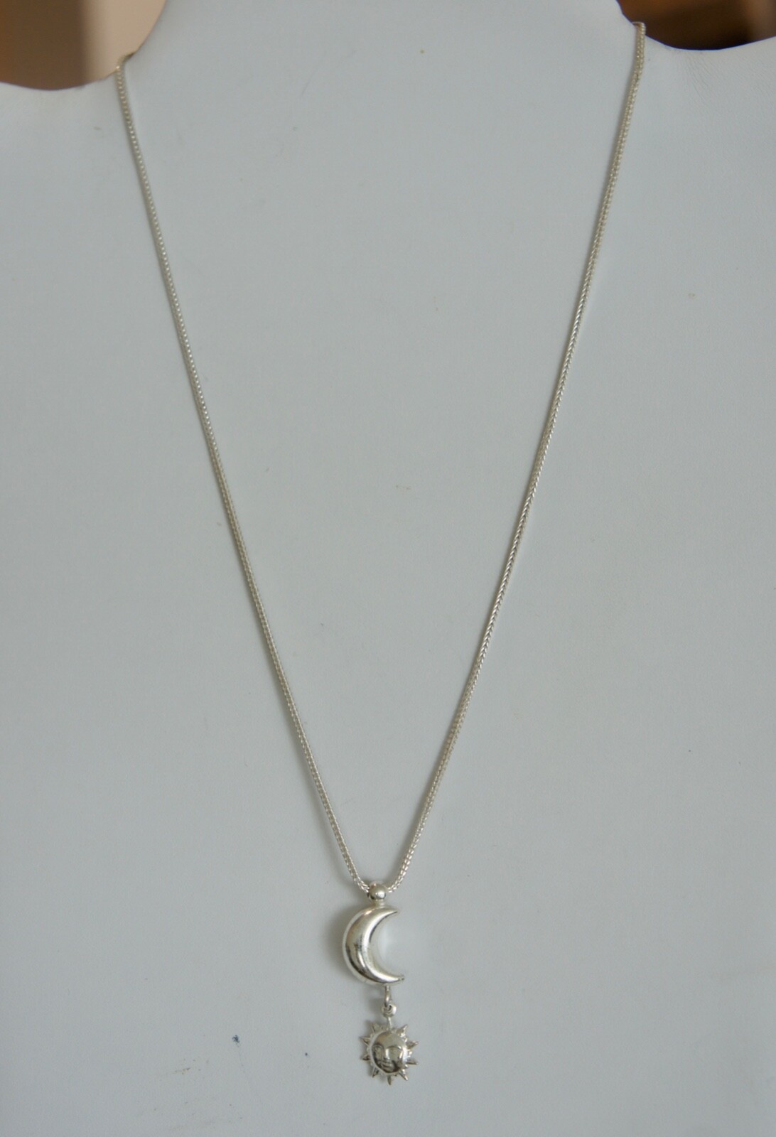STERLING SILVER 925 HAN ITALY HALF MOON SUN FACE PENDANT 16 NECKLACE eBay
