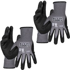 Klein Tools 60585 Knit Dipped Gloves, Cut Level A2, Touchscreen, Large, 2-Pair