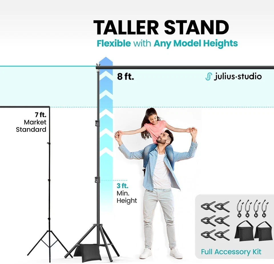 Soporte De Telon De Fondo Para Fiestas Estudio Fotografia 10.1 x 8 ft Ajustable Foto 3 de 4