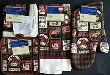 Kitchen Linen 'Coffee Break' Theme Towel Potholder Dishcloth Mitt, Select: Item