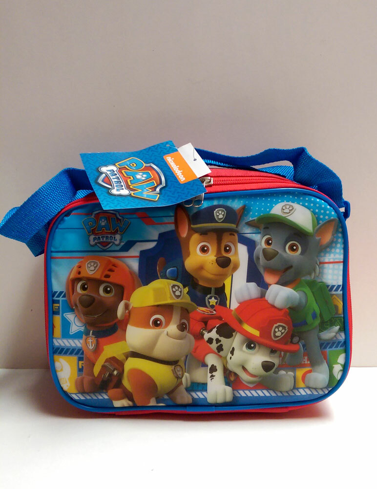 PAW PATROL KIDS BOYS TRAVEL SCHOOL INSULATED SNACK PICNIC LUNCH BAG W/  STRAP NEW