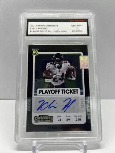 2021 Panini Contenders Khalil Herbert Playoff Ticket Auto /99 GEM MINT 10