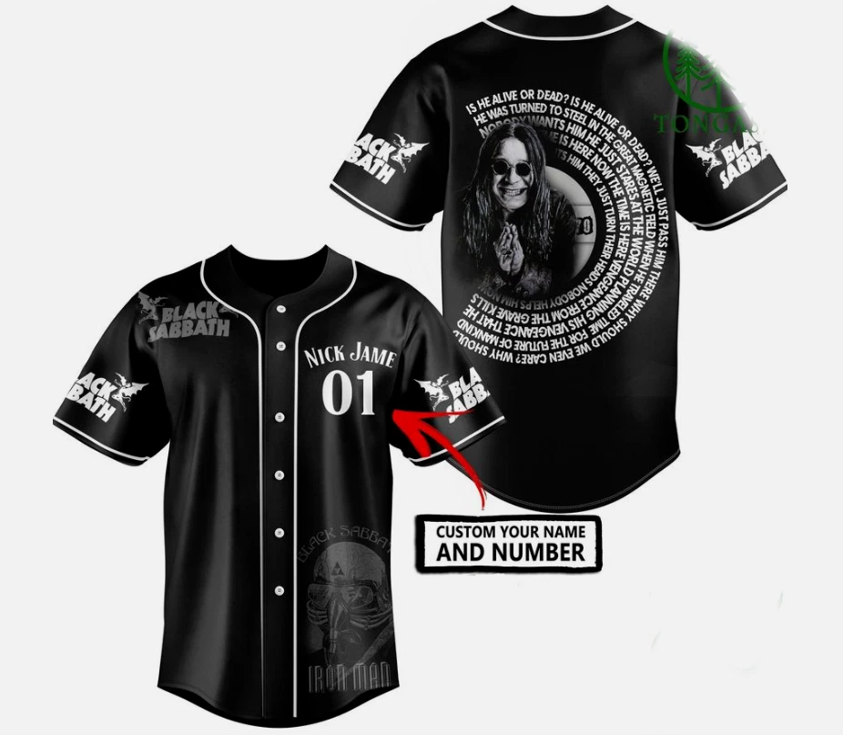 Custom Name Number Black Sabbath Baseball Jersey 3D All Sizes