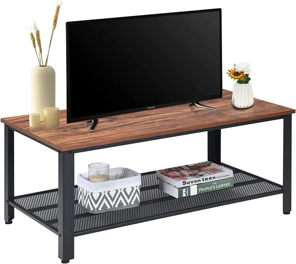 Coffee Table Tea Table with Metal Frame,Wood Coffe Table with Open Storage Shelf - Image 2 of 4