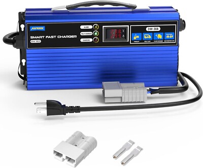 AUTOOL 24V 30A Forklift Battery Charger, Fully-Automatic Electric Pallet Jack