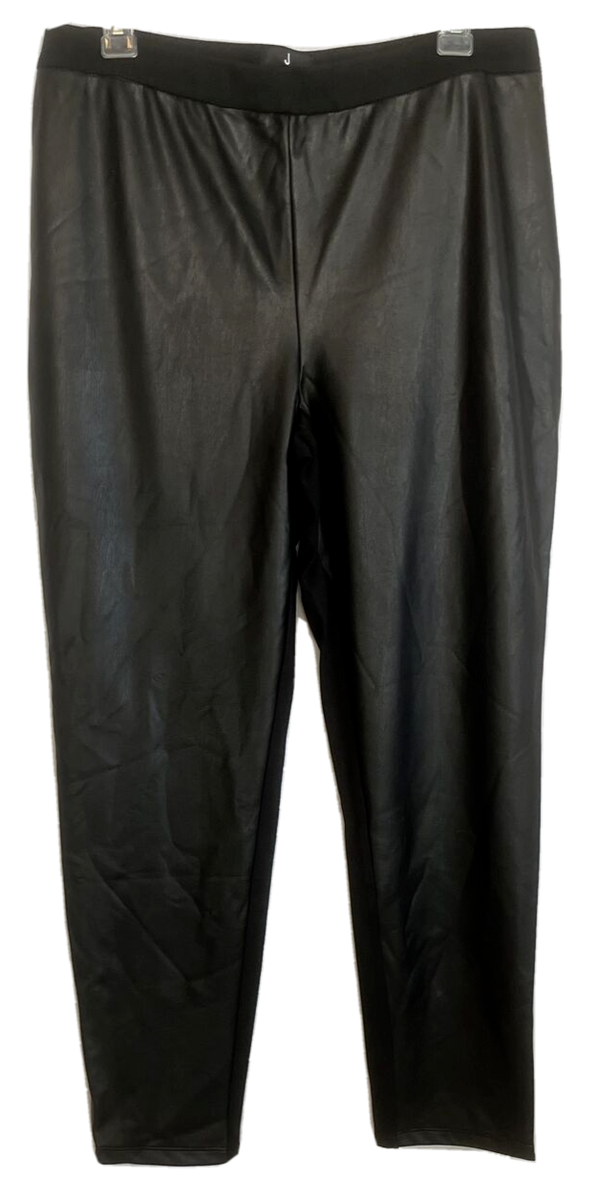 J Jason Wu Faux Leather/Knit Pants Black Sz M Pull On Ankle Zip
