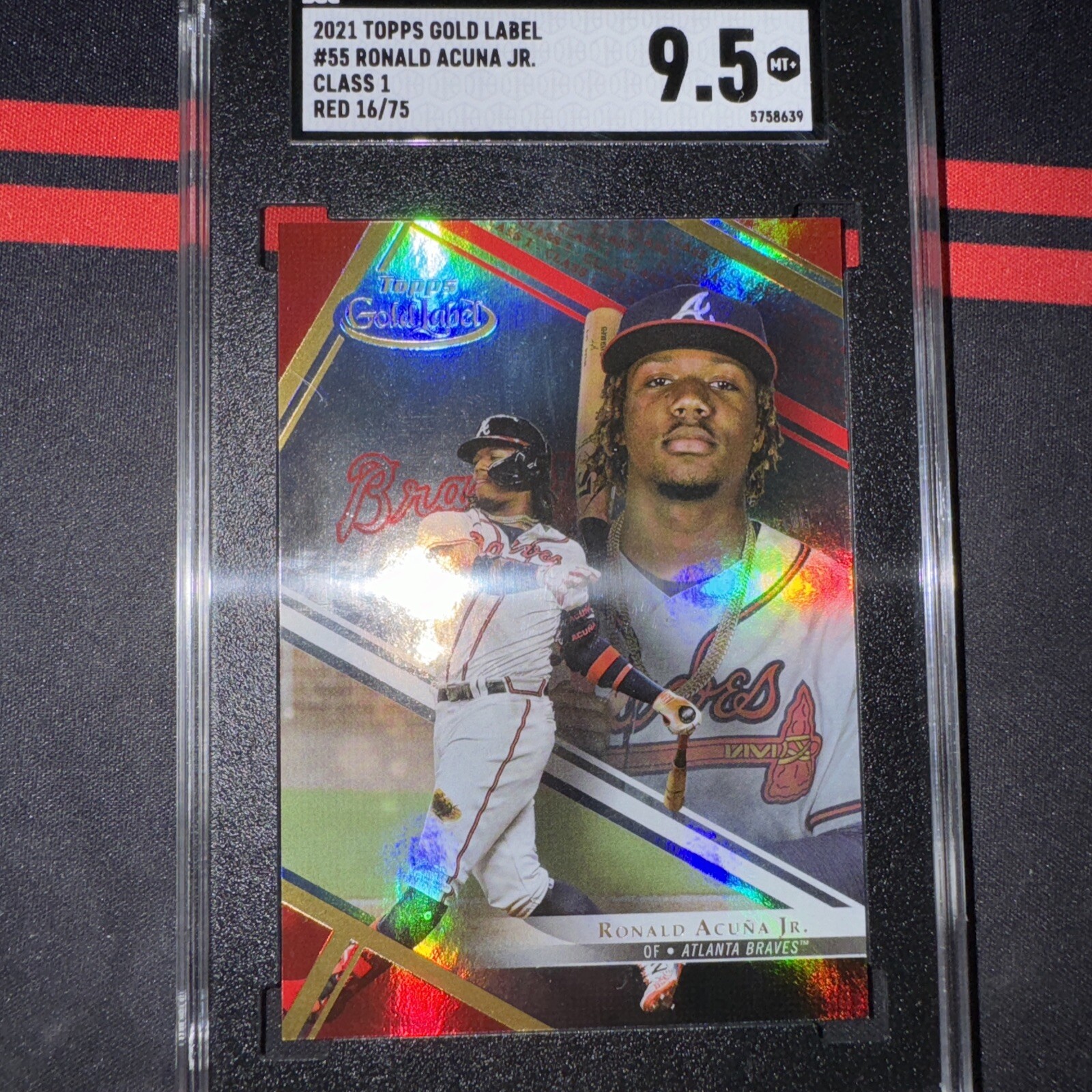 2021 Topps Gold Label Ronald Acuna Jr. Class 1 #55 Braves Red /75